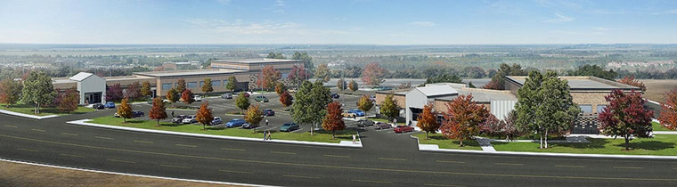 New hall and school